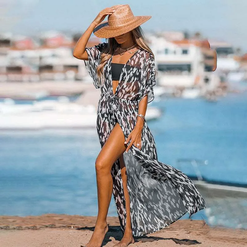 Women's Cover-up Beach Robe with Lace-up Waist