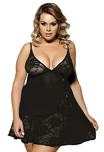 Women's Floral Lace  Plus Size Slip Lingerie Set