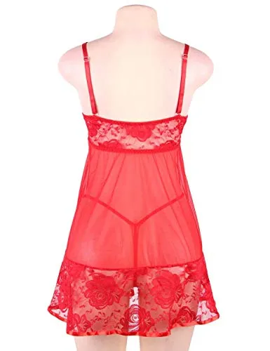 Women's Floral Lace  Plus Size Slip Lingerie Set