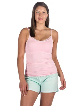 Women's Premium Cotton Poplin Shorts and Cami Sleep Set - Free Stripe - Aqua/Pink