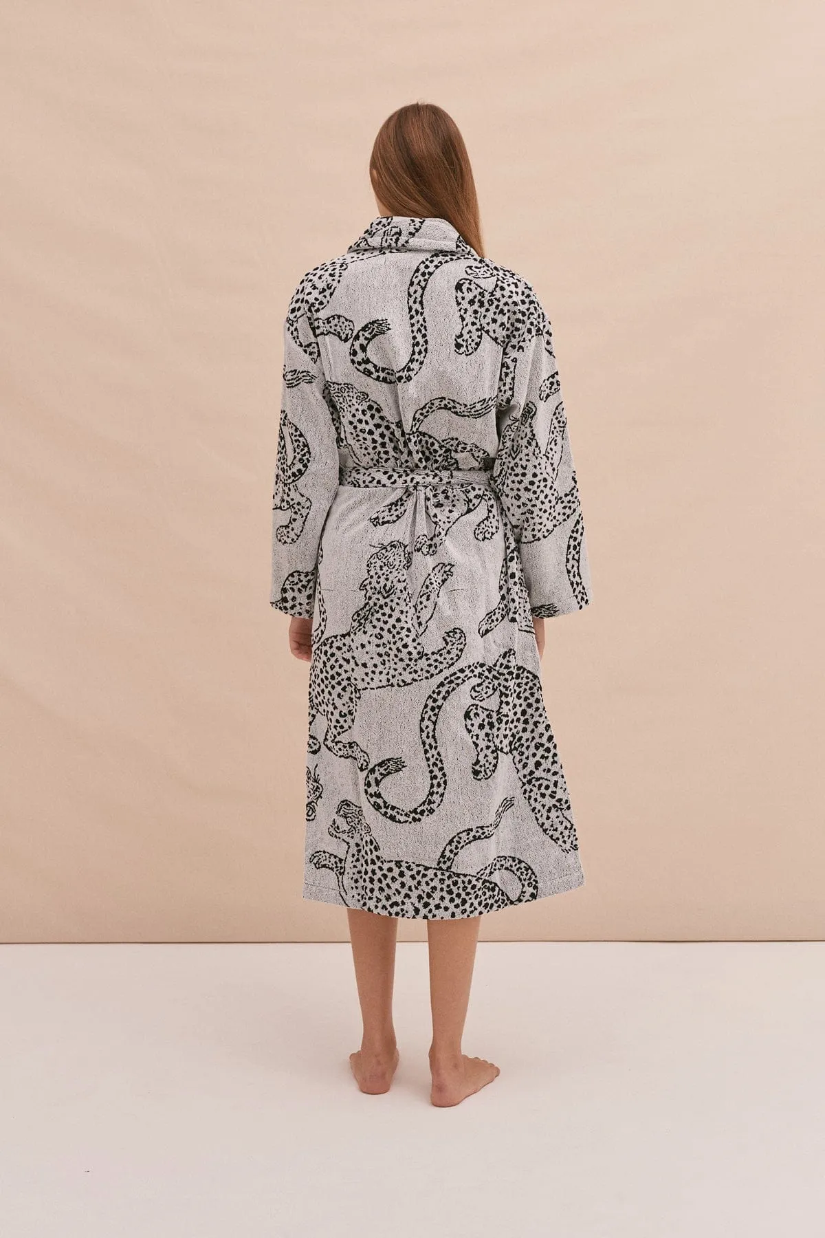 Women's Towel Robe Jag Print Cream