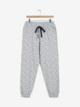 Wunderlove Grey Floral Printed Pyjamas