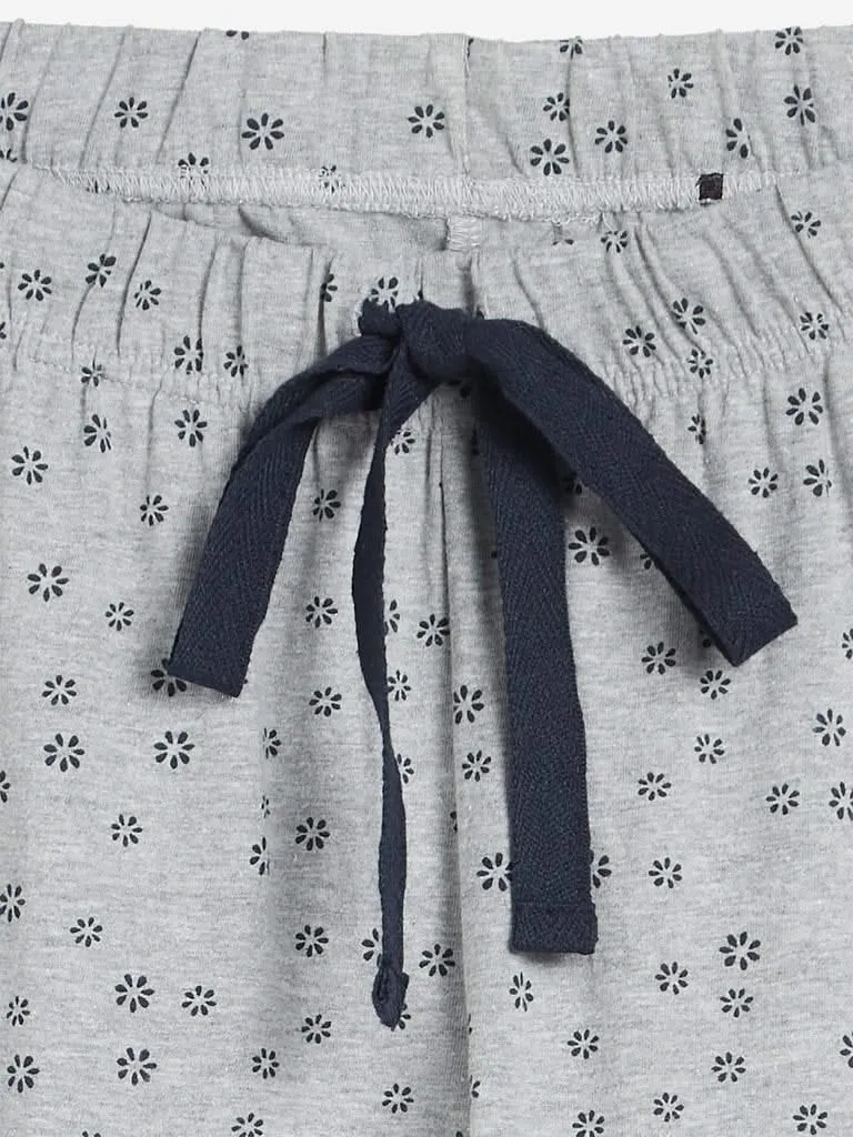 Wunderlove Grey Floral Printed Pyjamas