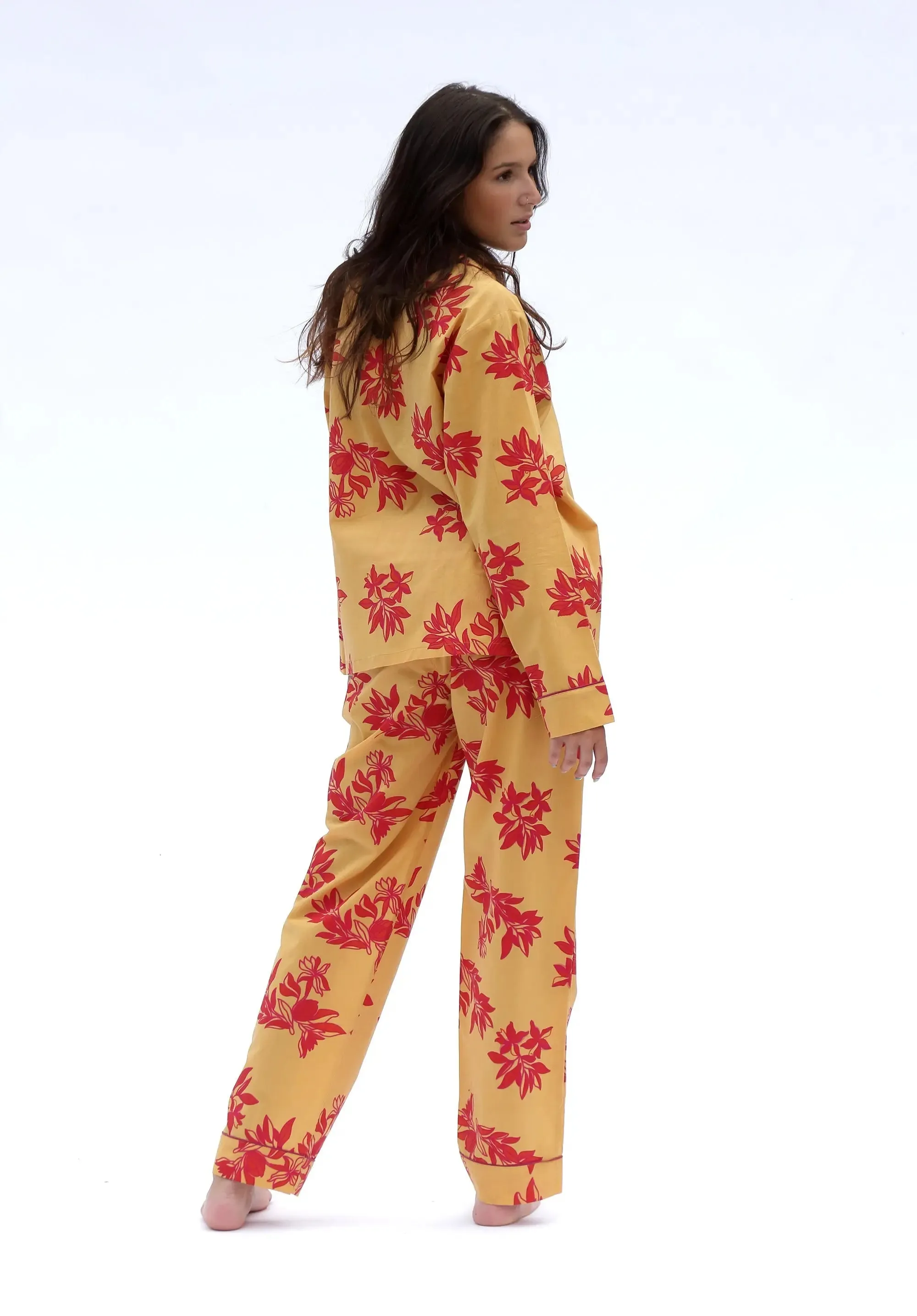 Yellow/ Pink Matching Set in Cartagena Print Long Sleeve Pyjamas